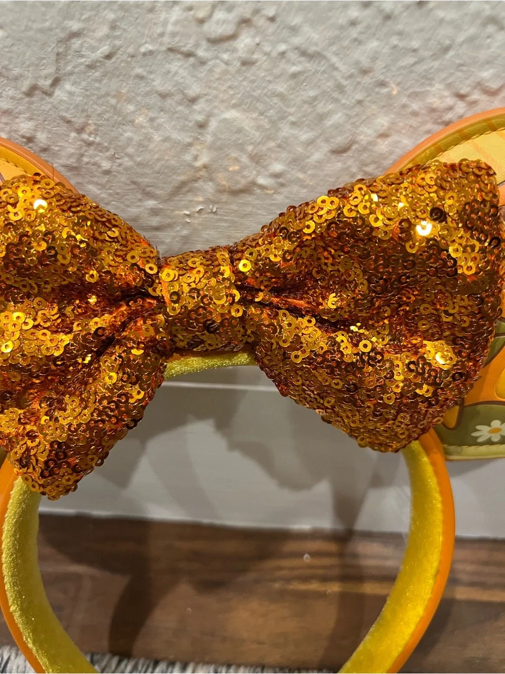 Epcot Orange Bird Flowers And Garden Sequin Bow Minnie Ears